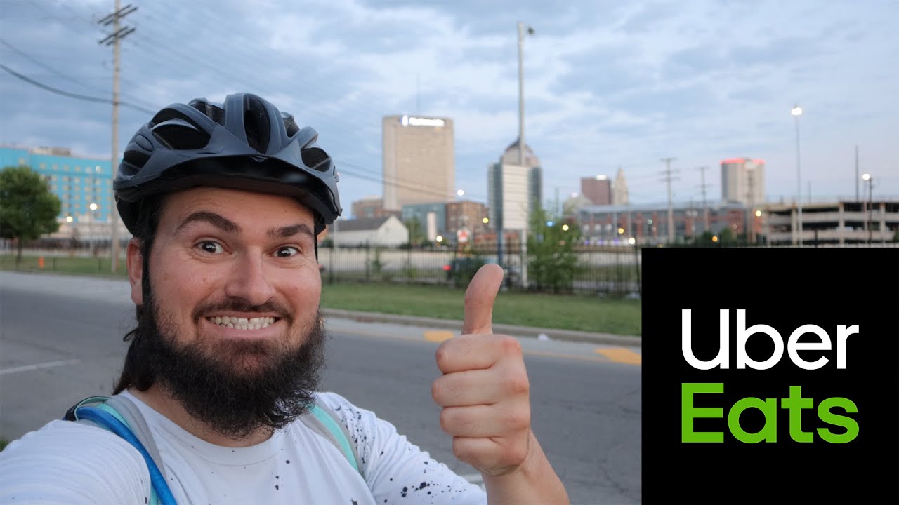 delivering ubereats on a bike