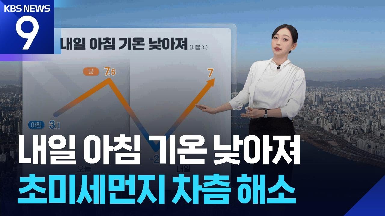 [날씨] 내일(18일) 아침 기온 낮아져…초미세먼지 차츰 해소 [9시 뉴스] / KBS  2025.12.17.