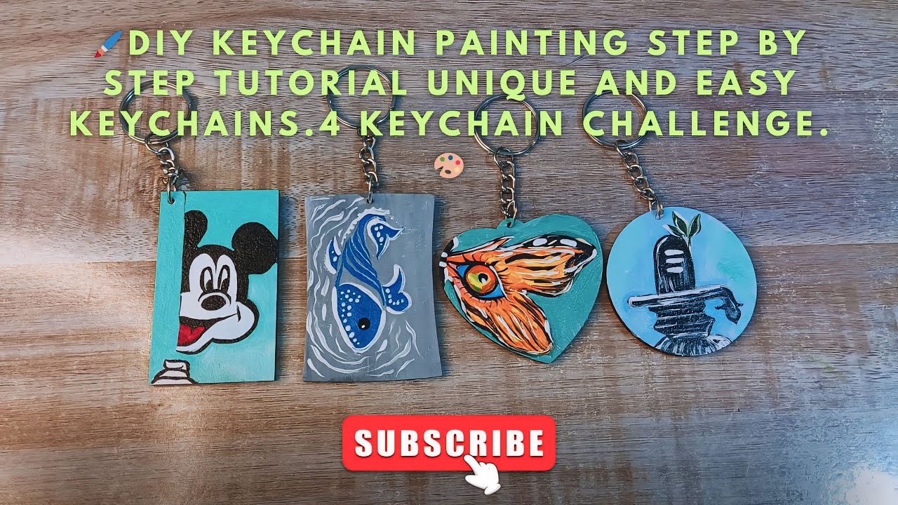 Keychain Drawing Tutorial ๐๏ธDIY keychain painting step by step tutorial unique and easy keychains ...