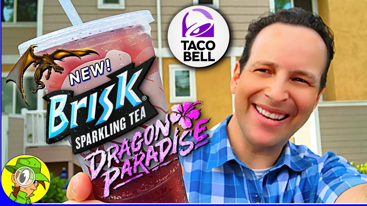 Taco Bell® 🌮🔔 BRISK® DRAGON PARADISE SPARKLING ICED TEA Review 🐉🫐🍹 Peep
