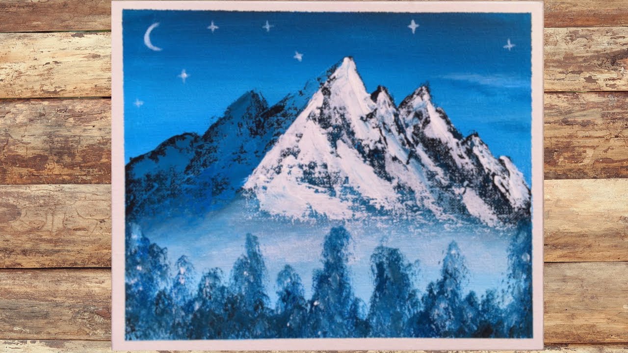 Peinture Acrylique facile, peindre une montagne enneigée STEP by STEP