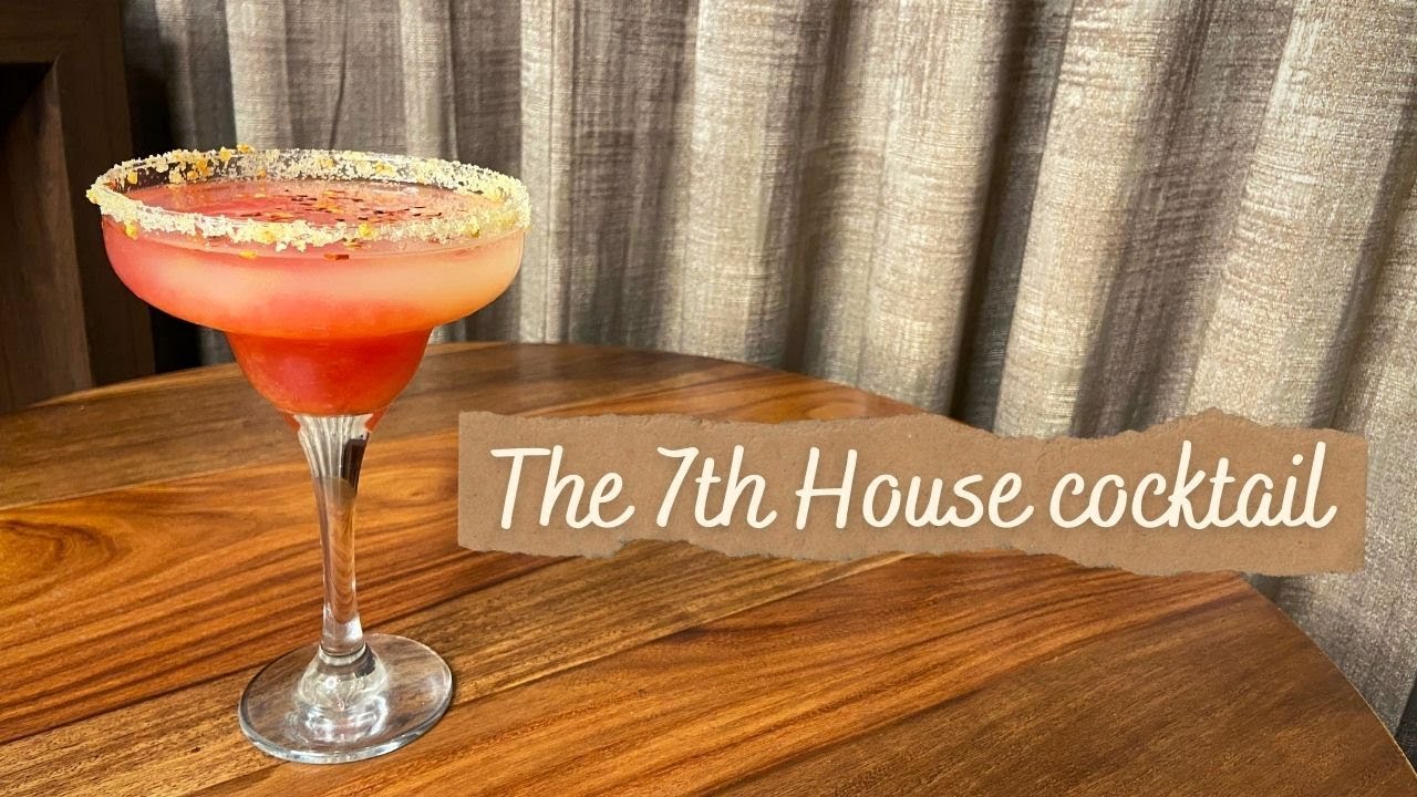 The 7th House Cocktail Recipe . Exotic Cocktail. Mixed Alcoholic Beverage. Mixology.. Easy to make