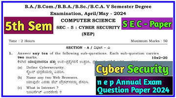 5th Sem Computer Science ( Cyber Security ) N E P Annual Exam Question Paper 2024
