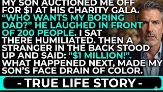 My Son Auctioned Me at His Gala: $1 for My Boring Dad! He Laughed-Until a Stranger….