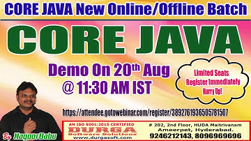 CORE JAVA Online Training in DURGASOFT
