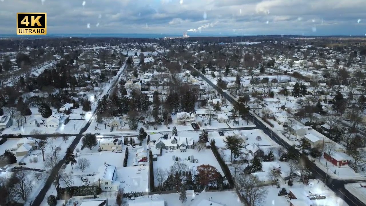 Snow in Greenlawn, Huntington (01/27/2026)