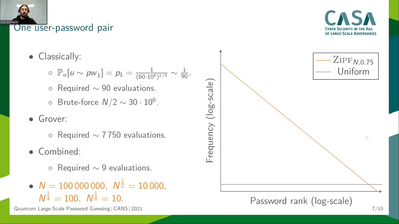 Towards Quantum Large Scale Password Guessing on Real World Distributions