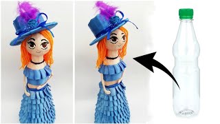 Reuse Plastic Bottle || Doll from Newspaper & Plastic Bottle || DIY Doll || The Blue Sea Art