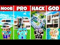 Minecraft Battle : Family Pretty Modern House Build Challenge - Noob Vs Pro Vs Hacker Vs God