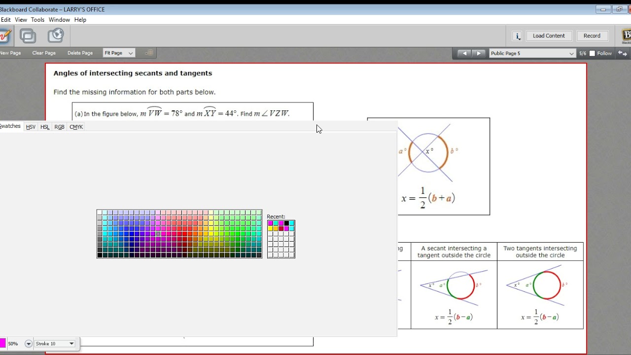 Angles of intersecting secants and tangents - YouTube