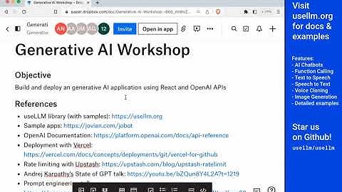Workshop Building Generative AI Apps with React and useLLM - June 24 2023
