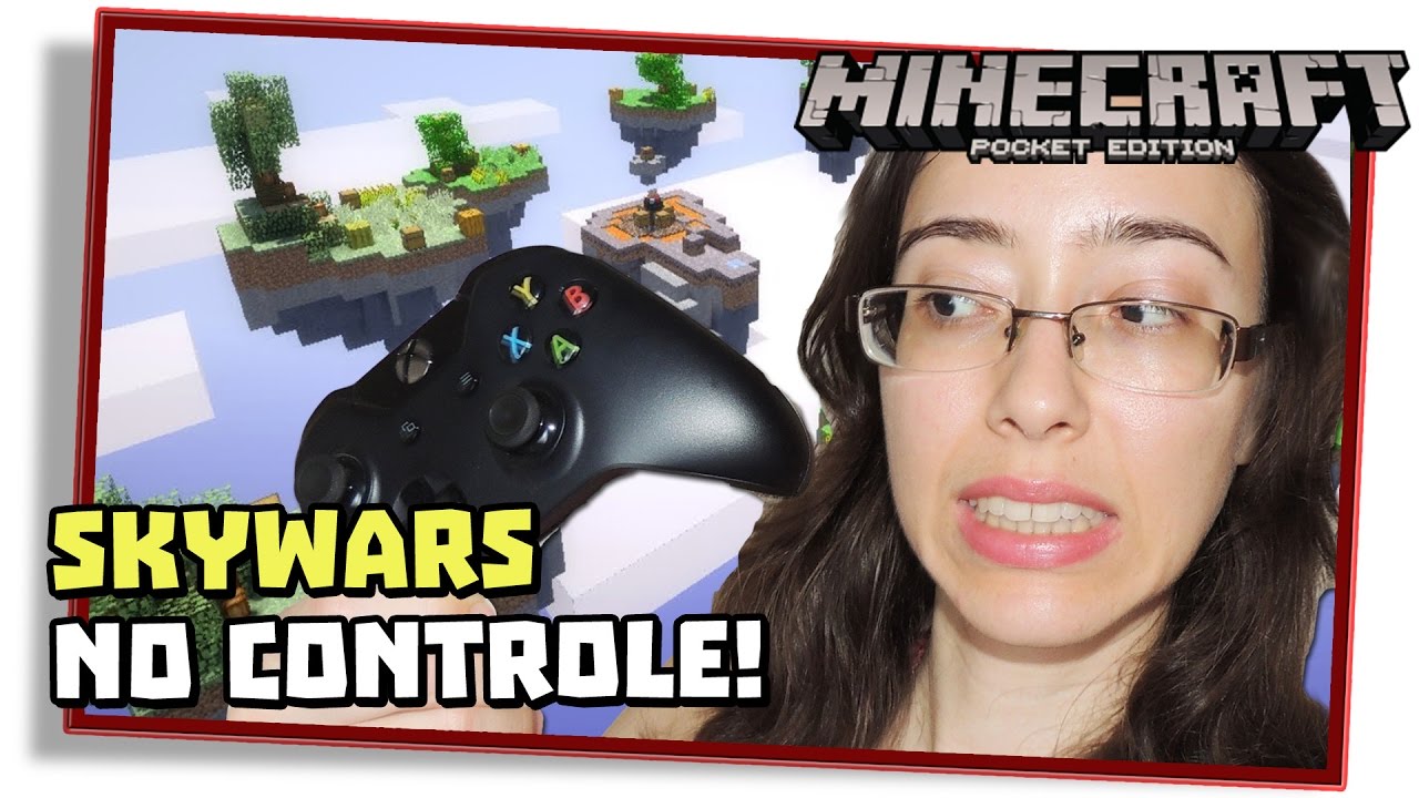 Jogando pela primeira vez SKYWARS NO MINECRAFT PE com controle de Xbox