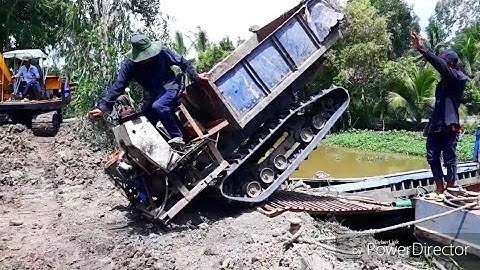 CẬN CẢNH XE CUỐC KUBE XE BEN CHUYỂN PHÀ XUỐNG PHÀ CẮM ĐẦU cần cẩu xáng cạp xáng dây xe xúc