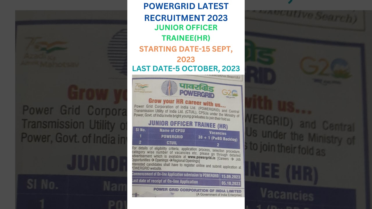 POWERGRID LATEST RECRUITMENT 2023