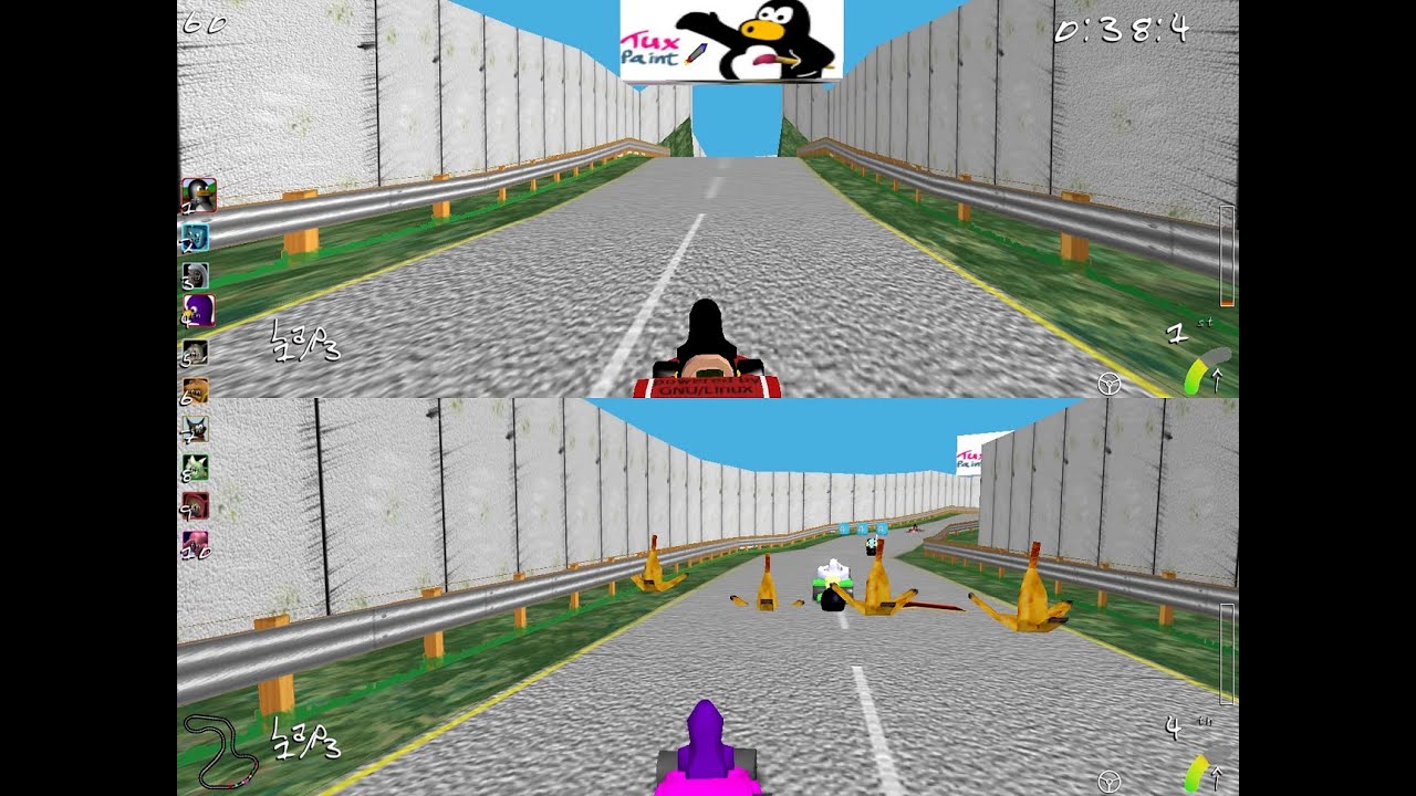 Super Tux Kart 0.4 PC 2 player VS races 60fps