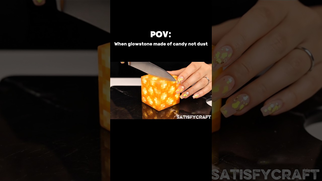 💡 ASMR Cutting Minecraft Glowstone Block – Glowing Candy Core Inside! 