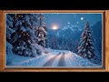 لوحة الشتاء مشهد ساحر لتساقط الثلوج على شاشة التلفاز استرخ واستمتع باللحظه Winter Calm Painting 