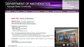 Introduction to Number Theory, Math 706