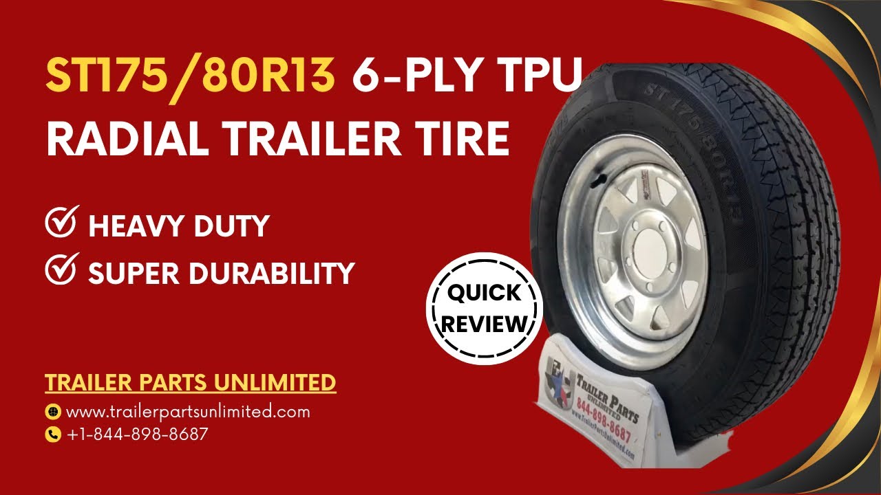 ST175/80R13 6-ply TPU radial Trailer Tire Mounted on 13” Galvanized RIm ...