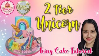 2 Tier Unicorn Icing Cake Tutorial (with Pastillas Fondant Toppers) screenshot 2