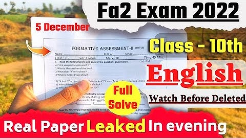 🥳 fa2 exam 💯 real questions 2022 10th class english | 10th class fa2 english question paper 2022-23