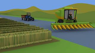 Cartoons for children about Tractors and farmers  A small farm and Colorful Tractors for Children