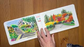 NEOCOLOR CRAYONS: Urban sketching, landscapes, and portrait SKETCHBOOK TOUR