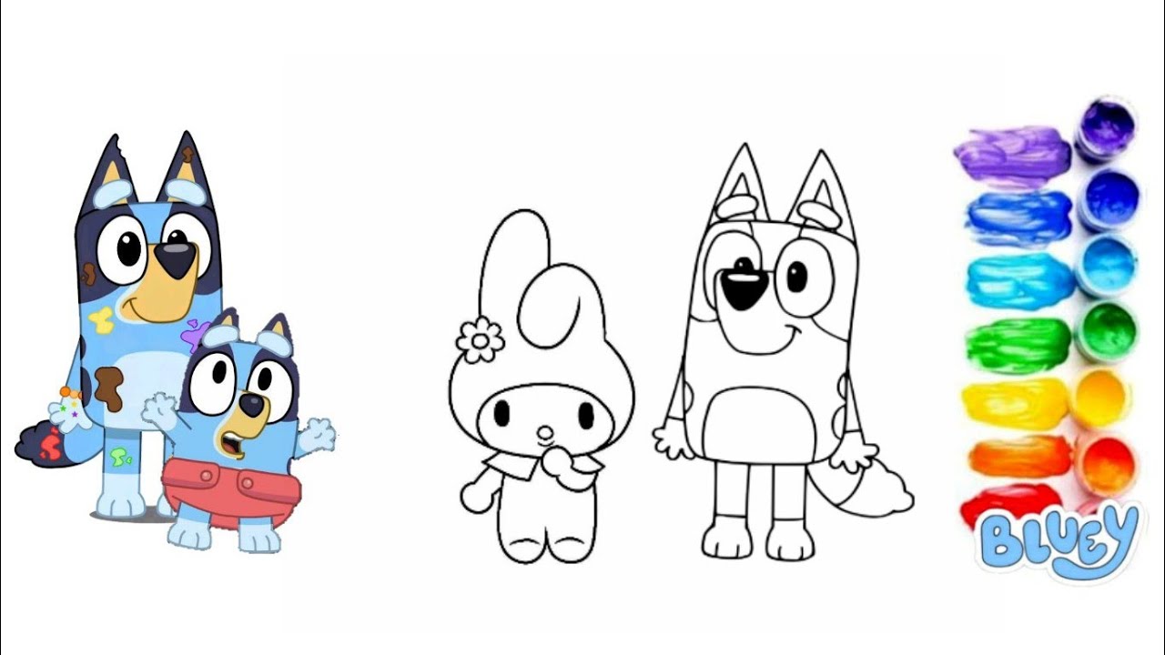 Bluey 🎀 Cartoon Drawing with My Melody Sanrio
