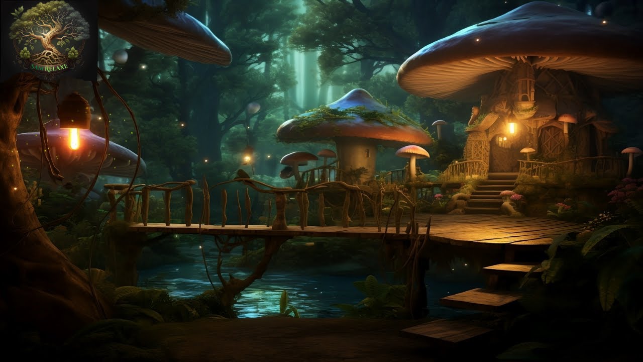 🍄 Enchanted Mushroom Jungle Ambience • Tropical Night & Magic • Nature