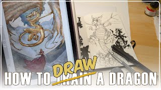 How to Draw Dragons for Beginners | Easy Pen & Ink Dragon Head & Silhouette Tutorials (Episode 28)