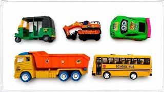 Toy wala video | Gadi wala cartoon with Autorikshaw, Bus, Truck and Jcb #cartoon #toys #kids