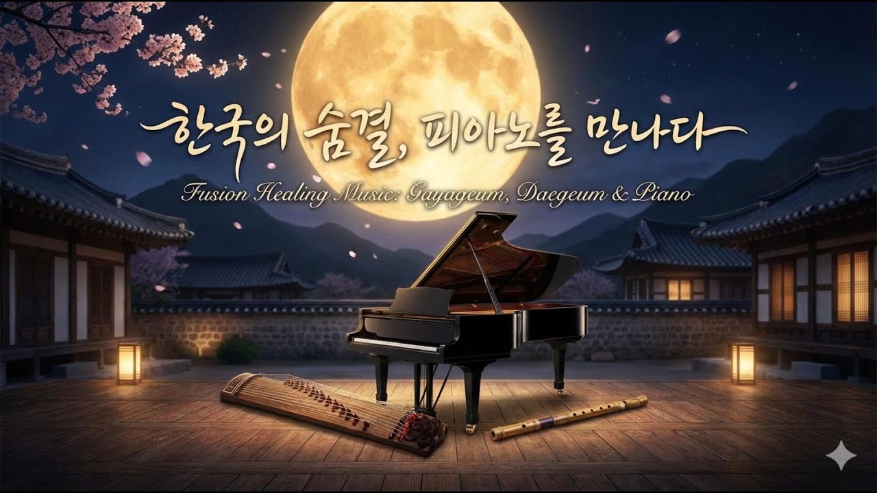 (#40)한국 전통 국악 연주곡 :🎼 가야금 & 피아노: 단아하고 맑은 치유의 선율,Korean Fusion Gayageum , Solo Piano,