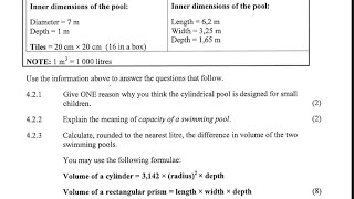 Mathematical literacy Grade 12.Volume of a cylinder n rectangular prism. Surface area open cylinder 