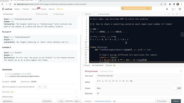 Leetcode 1371. Find the Longest Substring Containing Vowels in Even Counts