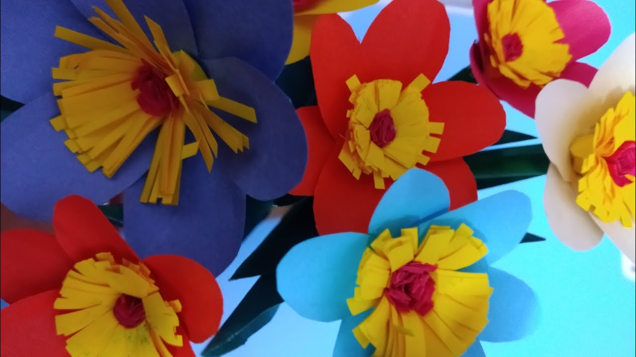 beautiful colour paper flower designcraftpaper flower craft idea