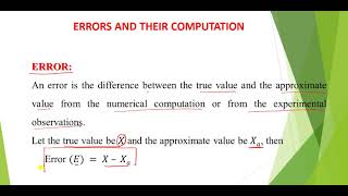 Numerical Methods Errors Lecture- 02
