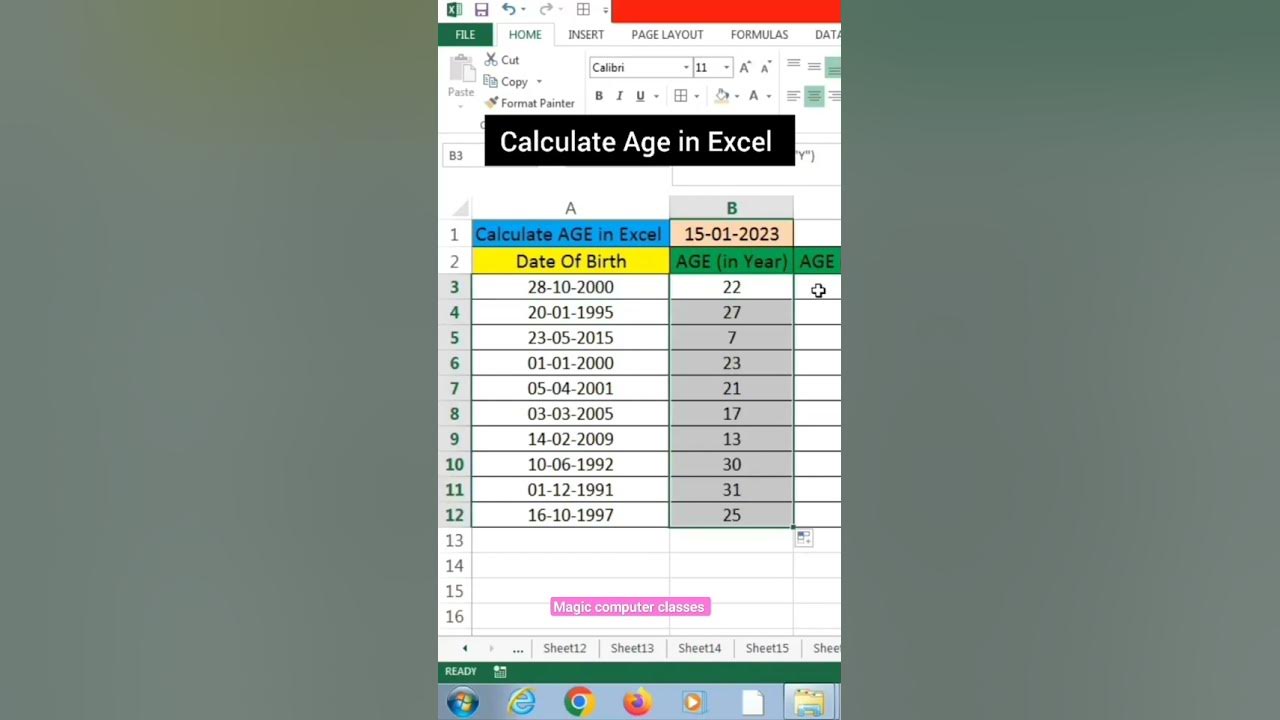 How to calculate age in excel how to find age in excel find age in