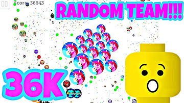 Agar.io Mobile// How to Random Team? // 36K with a random!!! // AWESOME DOUBLECANNONSPLIT!!!