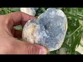 Natural Blue Celestite Crystal Cluster | Raw Stone Geode for Home Decor & Ritual Use