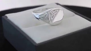 Solid Silver Mens Celtic Trinity Knot Signet RingSR024