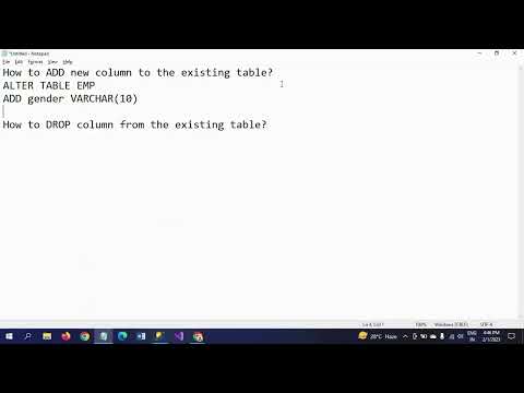 SQL SERVER||How to ADD new column and DROP Column from existing table?