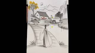 Easy Drawing Scenerylandscape With Pencil