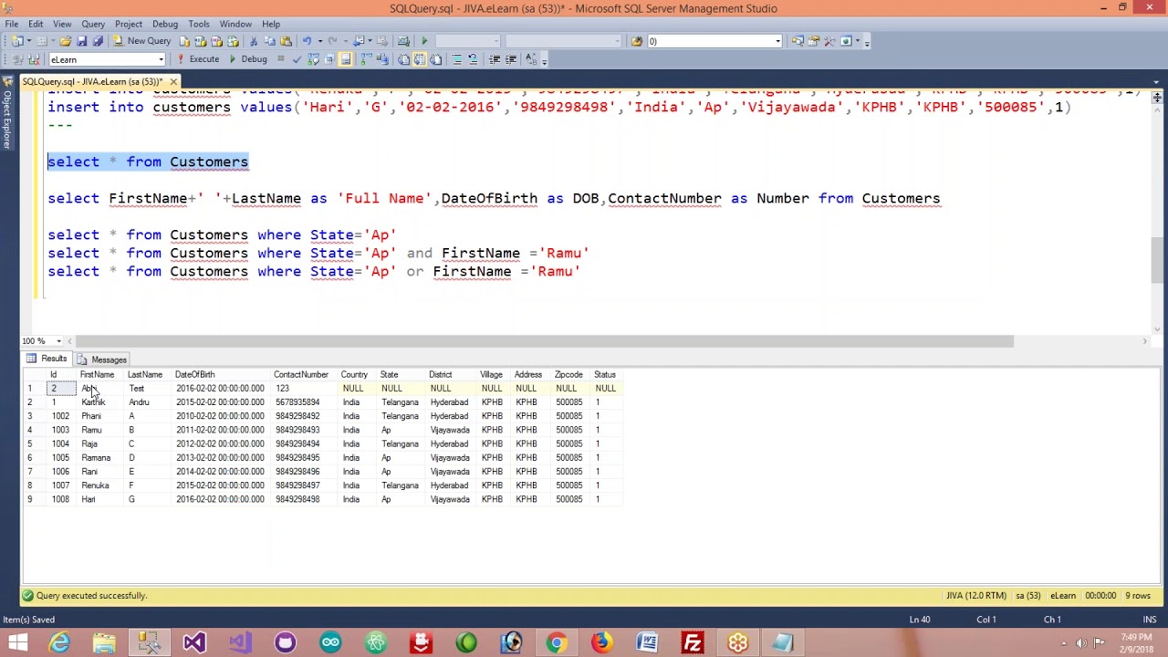 Day 4 - select query - where - and - or - between - not - keywords ...