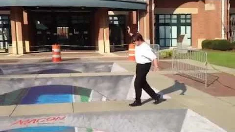 Terrell tries out the 3-D art