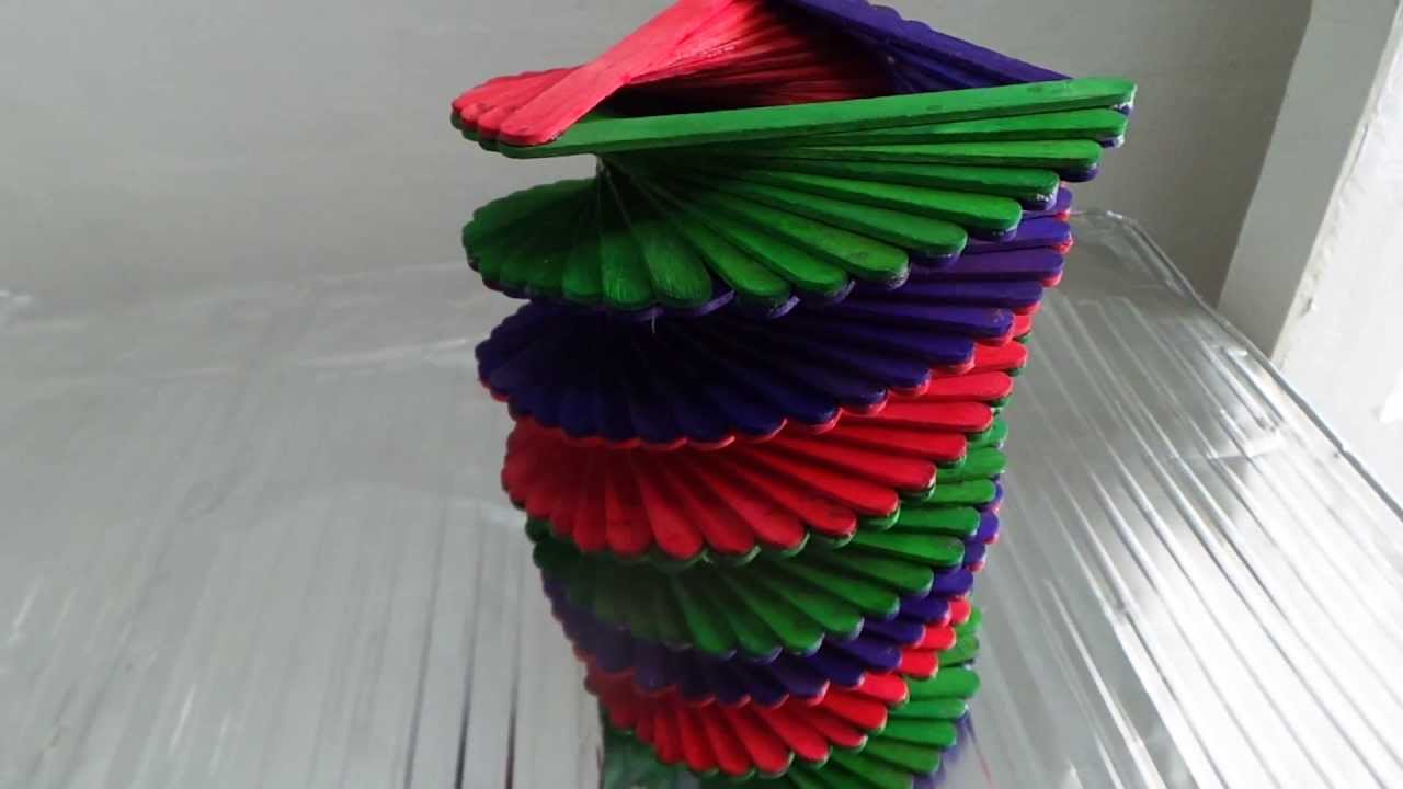 ICE CREAM STICK / POPSICLE STICK VASE - YouTube