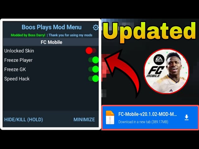 🟢FC Mobile Mod Menu Apk ATUALIZADO v20.1.02 2024 Mediafire, FC Mobile Mod  menu