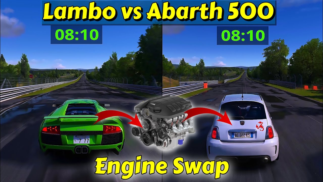 Lamborghini Murcielago vs Abarth 500 - Head to head with FWD-AWD-Engine ...