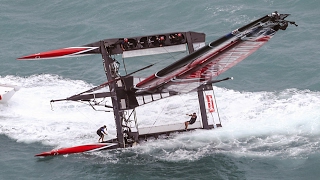 America's Cup: New Zealand boat capsizes in challenger semi-final