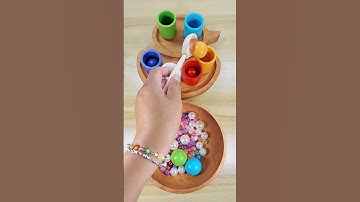 Satisfying Colorful Wooden Balls Sorting ASMR Reverse#oddlysatisfying #shorts #asmr #colorful #balls