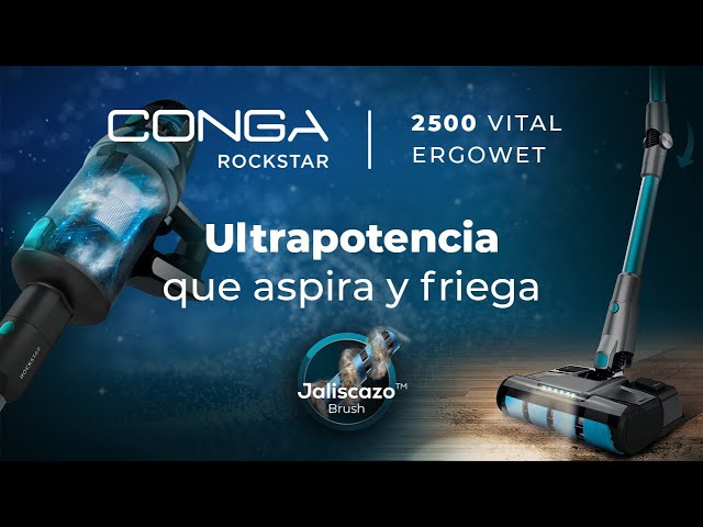 Aspirador vertical sin cables 4 en 1 con motor digital Conga RockStar 2500  Vital ErgoWet 